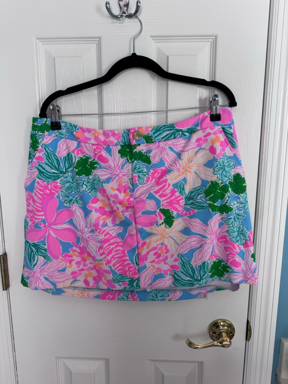 Lilly Pulitzer Collette Knit Skort. Pink, Blue & Green Floral Zip.